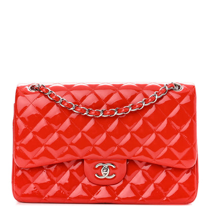 Chanel Patent Quilted Jumbo Double Flap Red 1 of 13