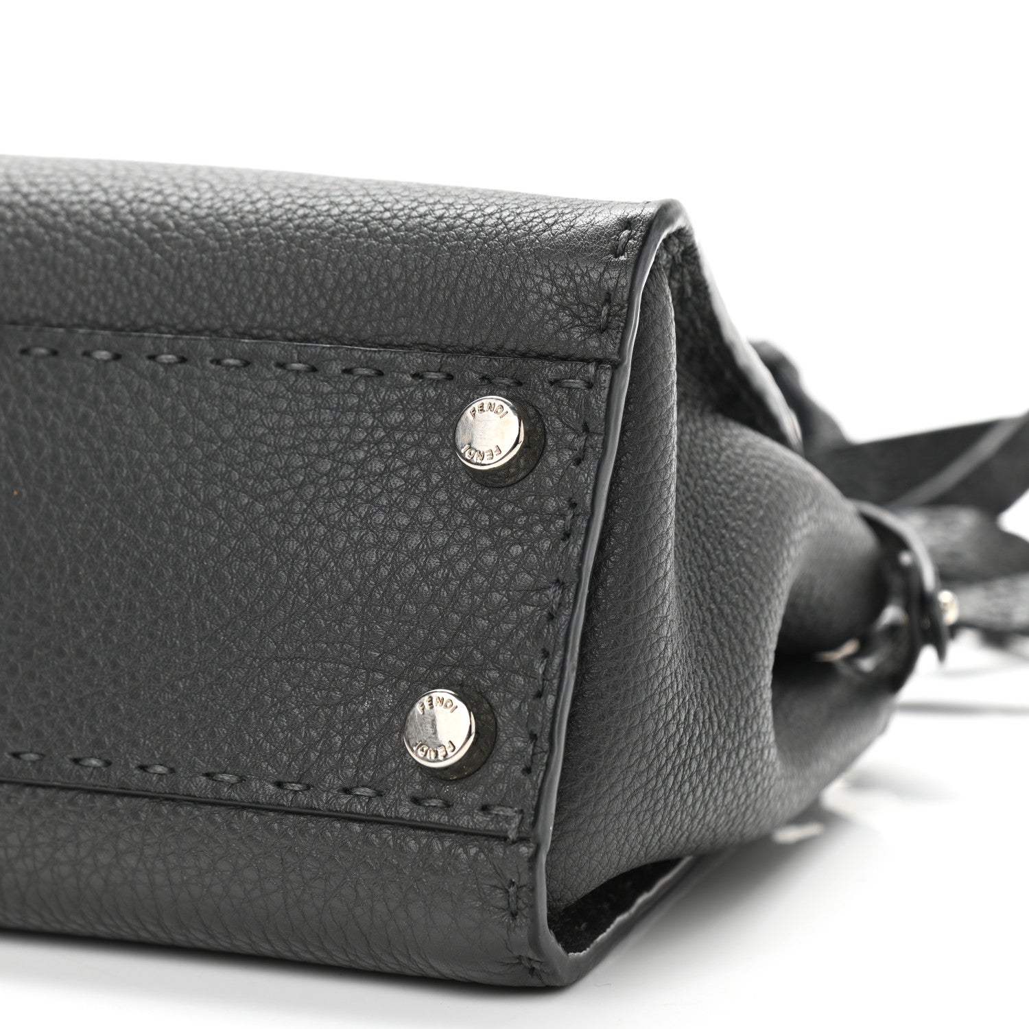 Fendi Cuoio Romano Selleria Bi-Color Mini Peekaboo Iconic Satchel Asfalto Latte 11 of 11