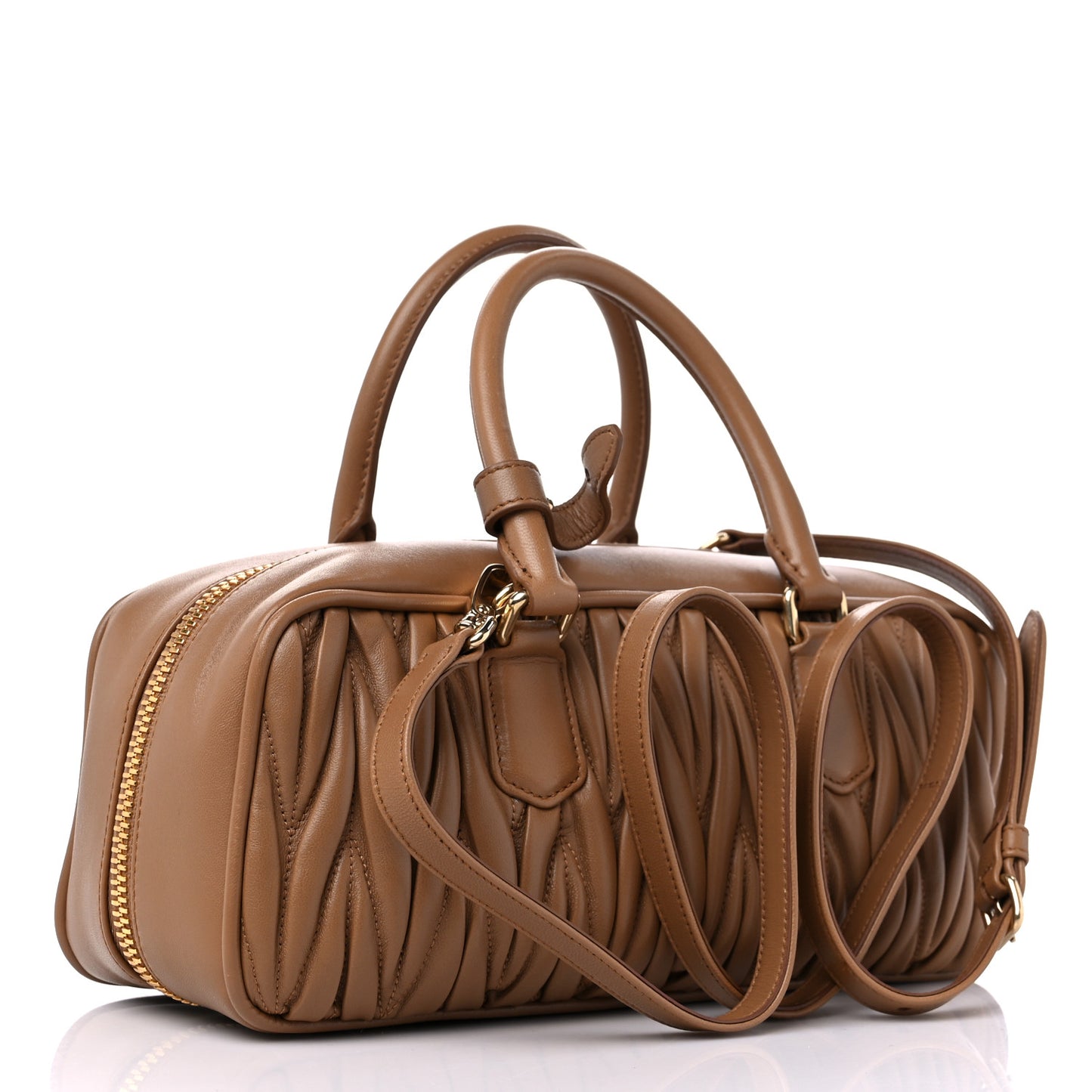 Nappa Matelasse Large Arcadie Top Handle Bag Caramel