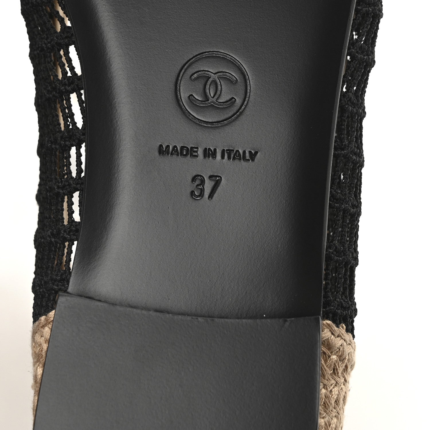 Chanel Raffia Cap Toe Ballerina Flats 37 Black Beige 7 of 9