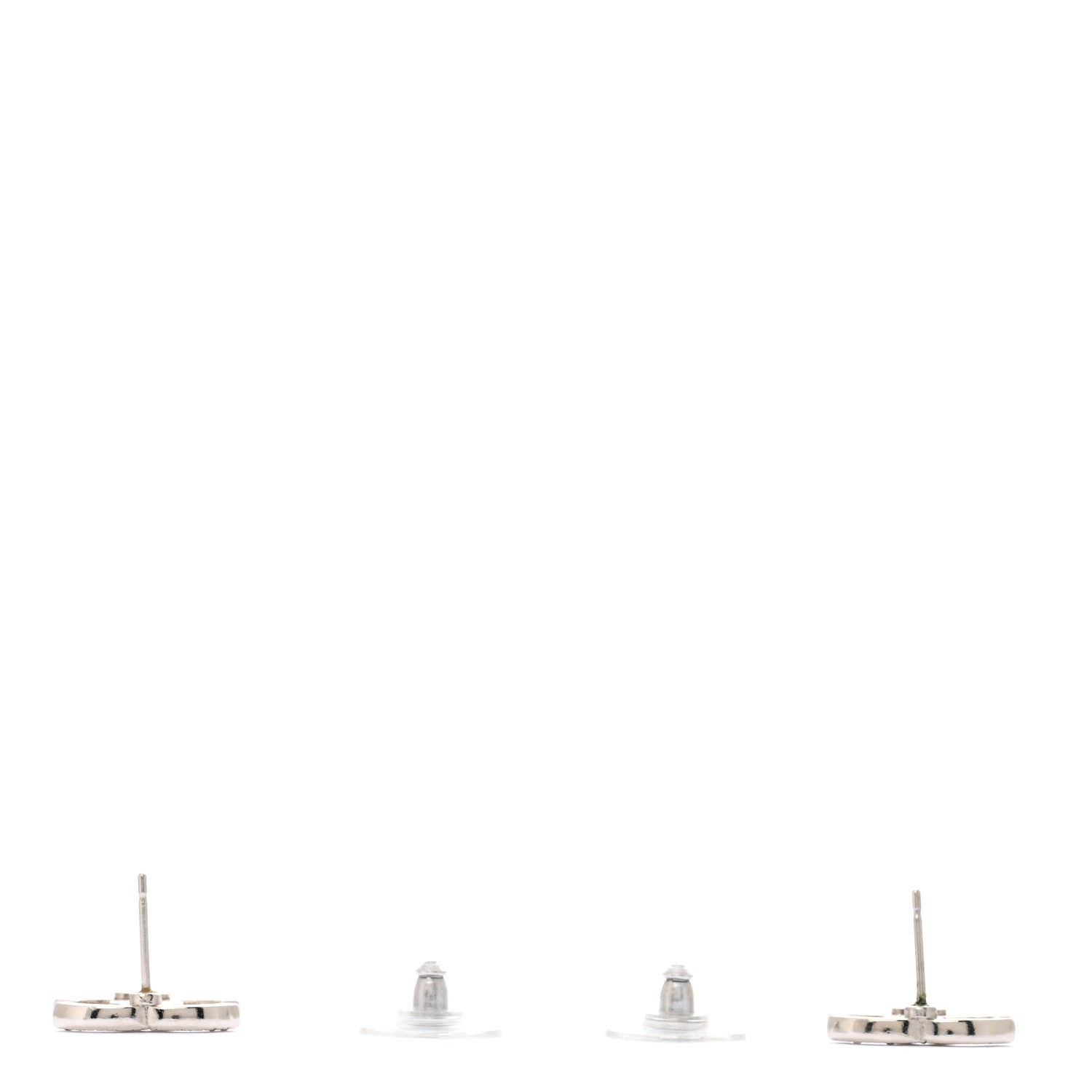 Chanel Crystal Mini Timeless CC Earrings Silver 3 of 4