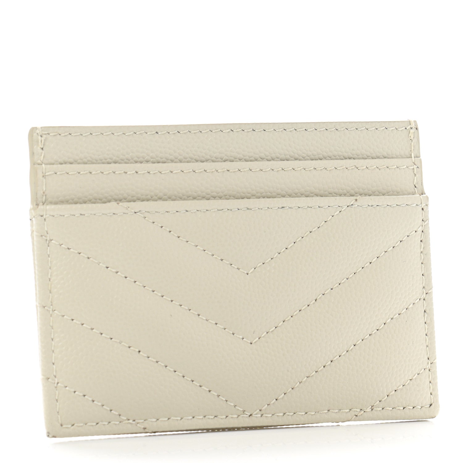 Saint Laurent Grain De Poudre Matelasse Chevron Cassandre Credit Card Case Crema Soft 2 of 8
