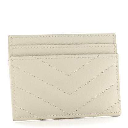 Saint Laurent Grain De Poudre Matelasse Chevron Cassandre Credit Card Case Crema Soft 2 of 8
