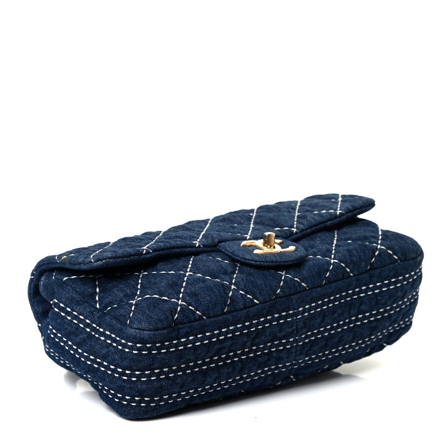 Denim Quilted Medium Denim Trip Single Flap Blue