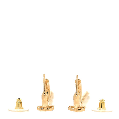 Chanel Crystal CC Chain Drop Earrings Gold 3 of 4