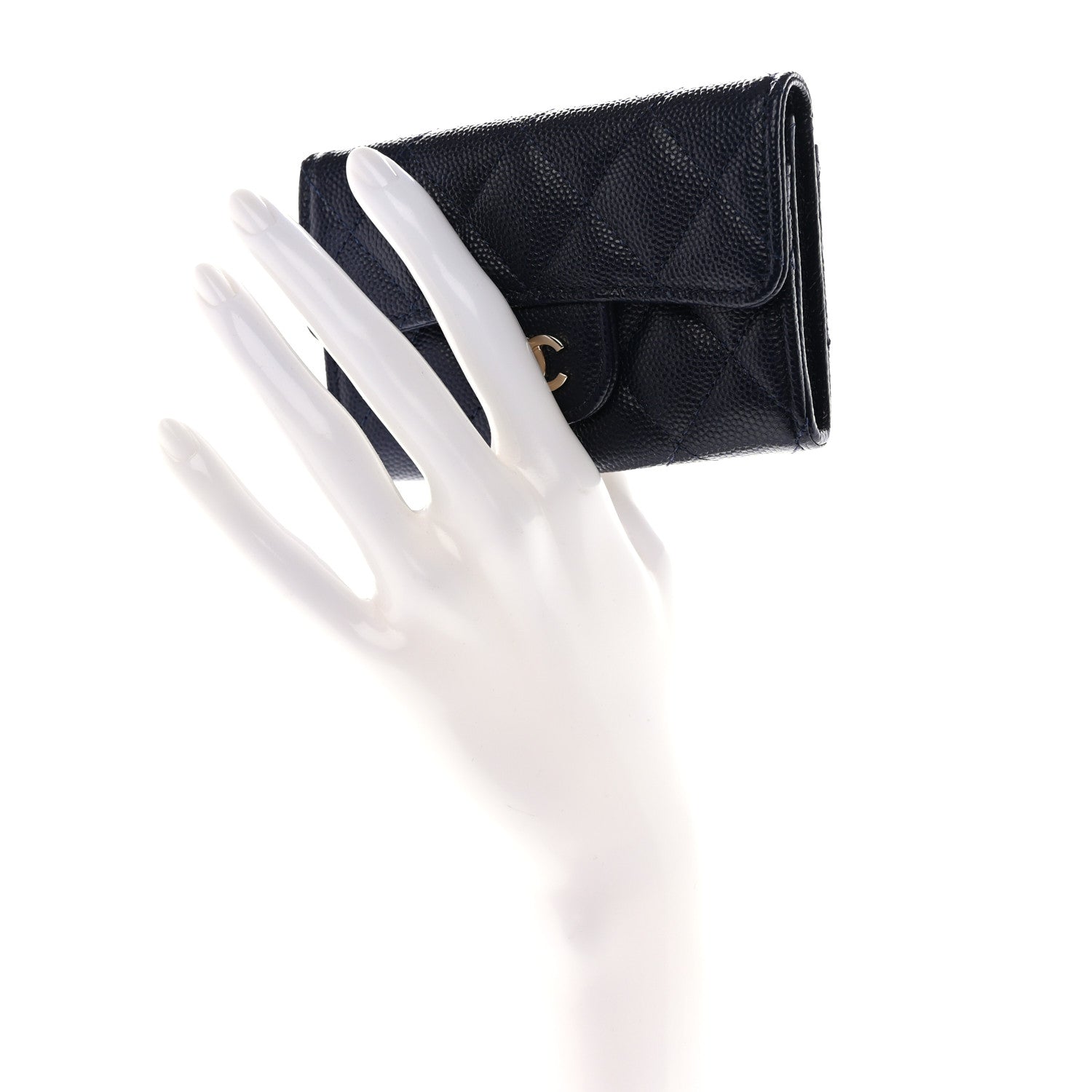 Chanel Caviar Quilted Flap Card Holder Wallet Navy Blue 2 of 9