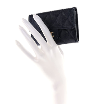 Chanel Caviar Quilted Flap Card Holder Wallet Navy Blue 2 of 9