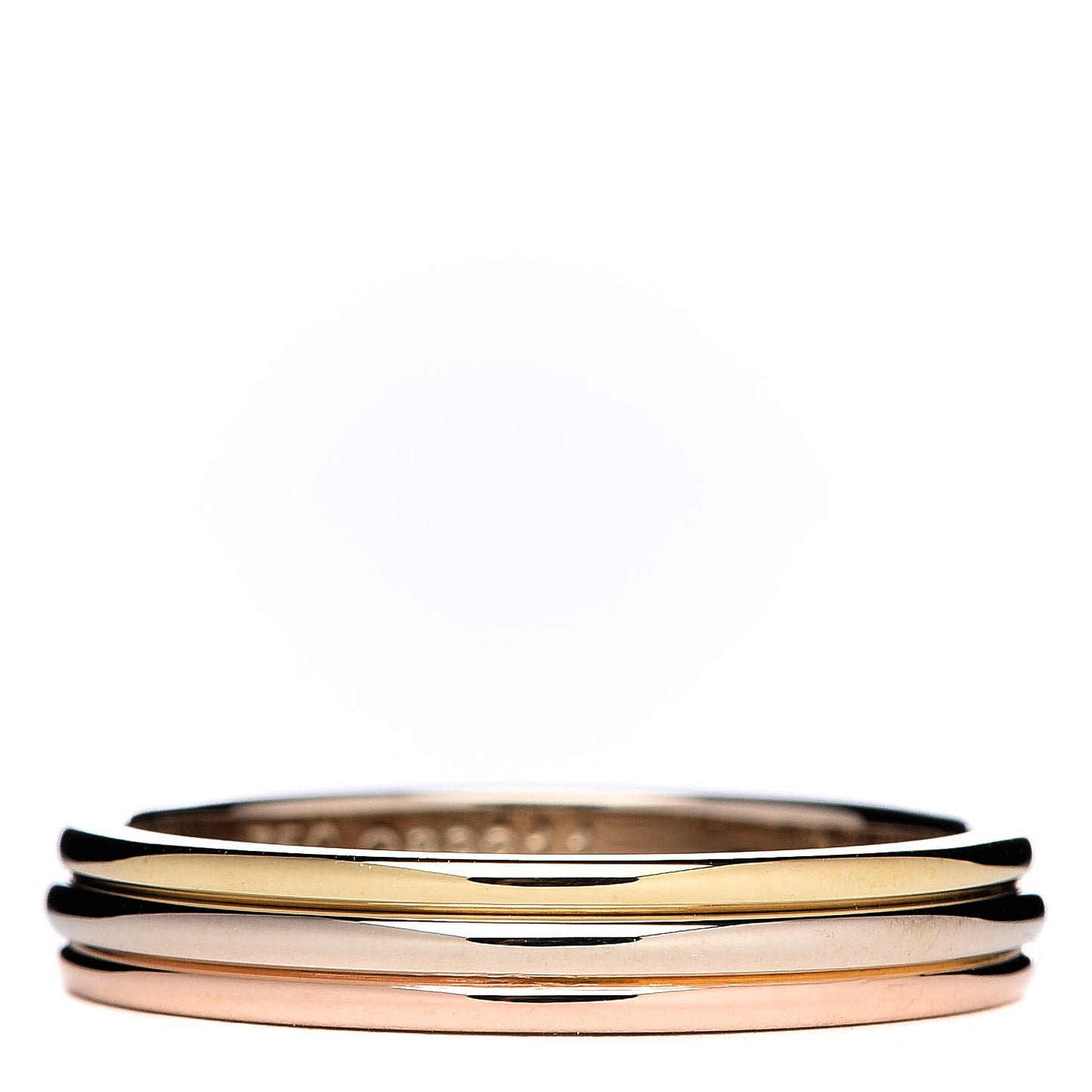 18K Pink White Yellow Gold 3.8mm Trinity Wedding Band Ring 59 8.75