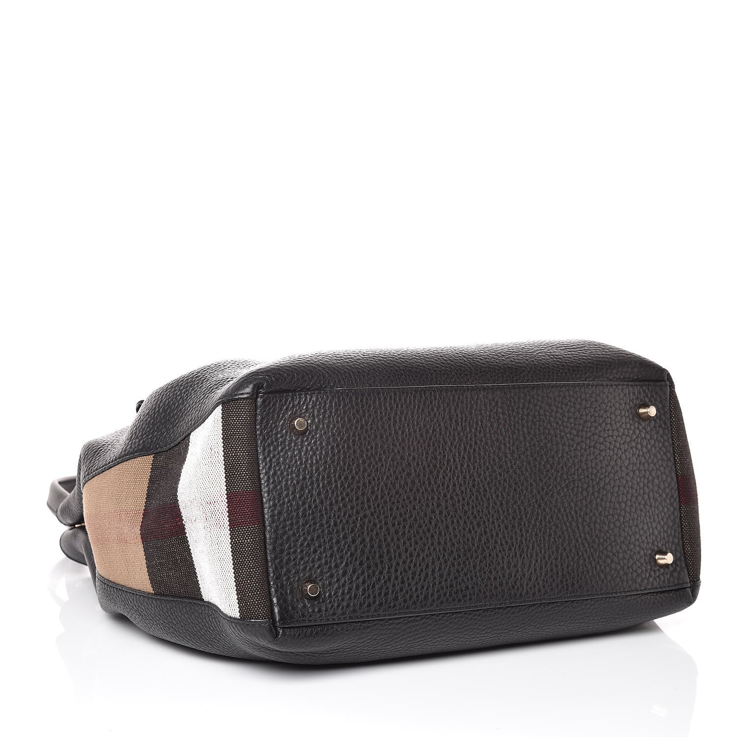 Burberry Grainy Calfskin House Check Medium Maidstone Black 4 of 8