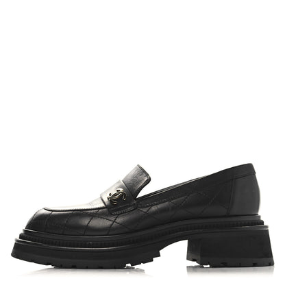 Chanel Calfskin Quilted CC Mocassin Loafers 38.5 Black 1 of 10