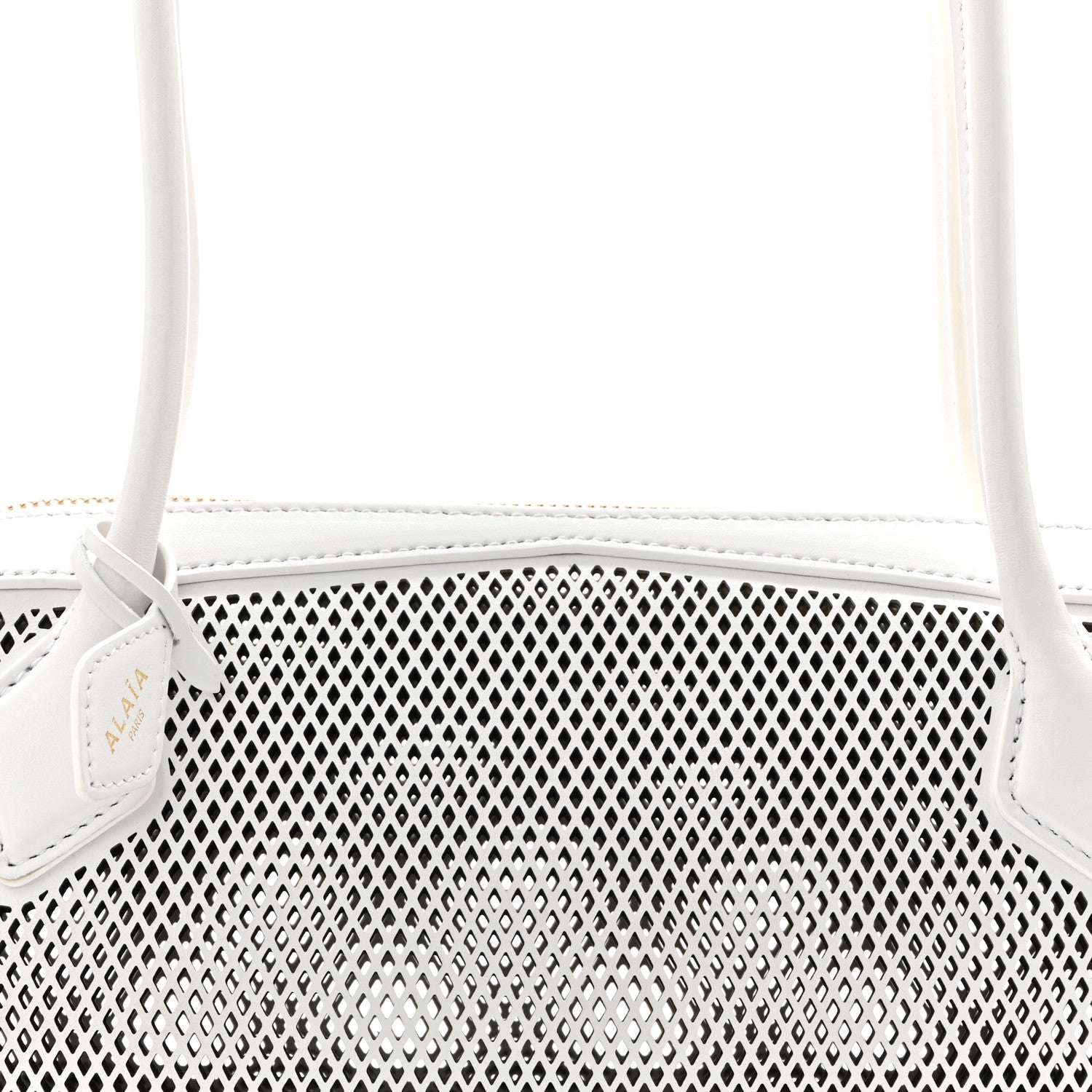 Alaia Fishnet Calfskin Laser Cut Medium Le Teckel Bag Blanc Optique 7 of 9