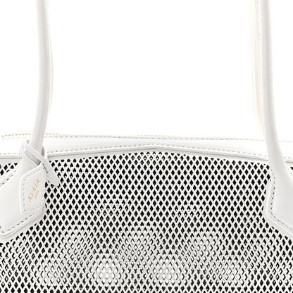 Alaia Fishnet Calfskin Laser Cut Medium Le Teckel Bag Blanc Optique 7 of 9