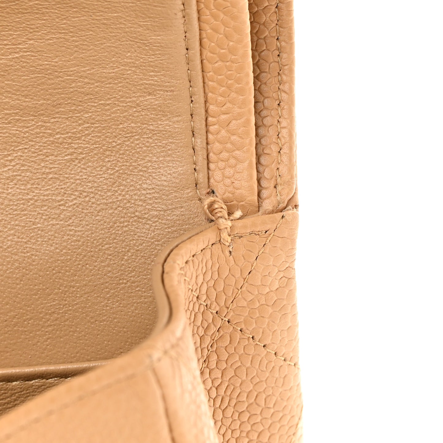 Caviar Quilted Medium Double Flap Beige