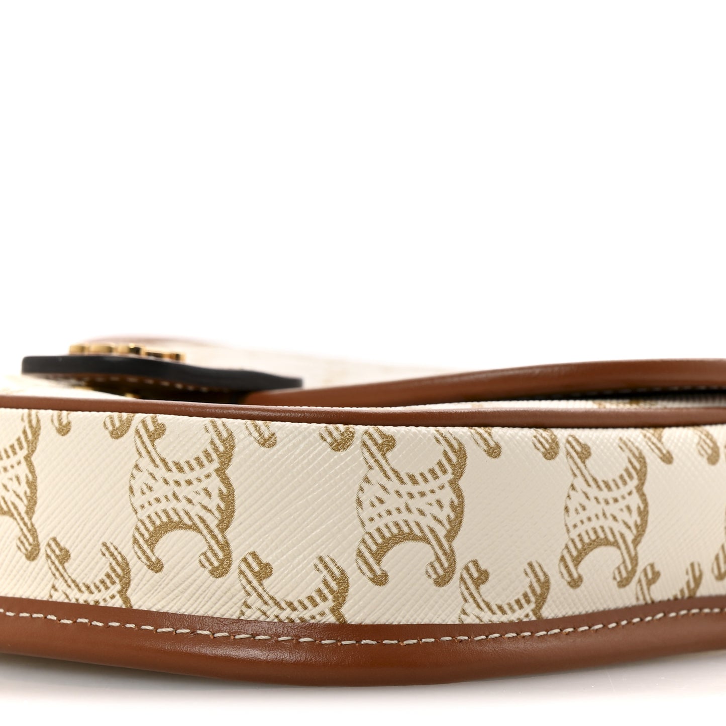 Triomphe Canvas Calfskin Mini Besace Bag White