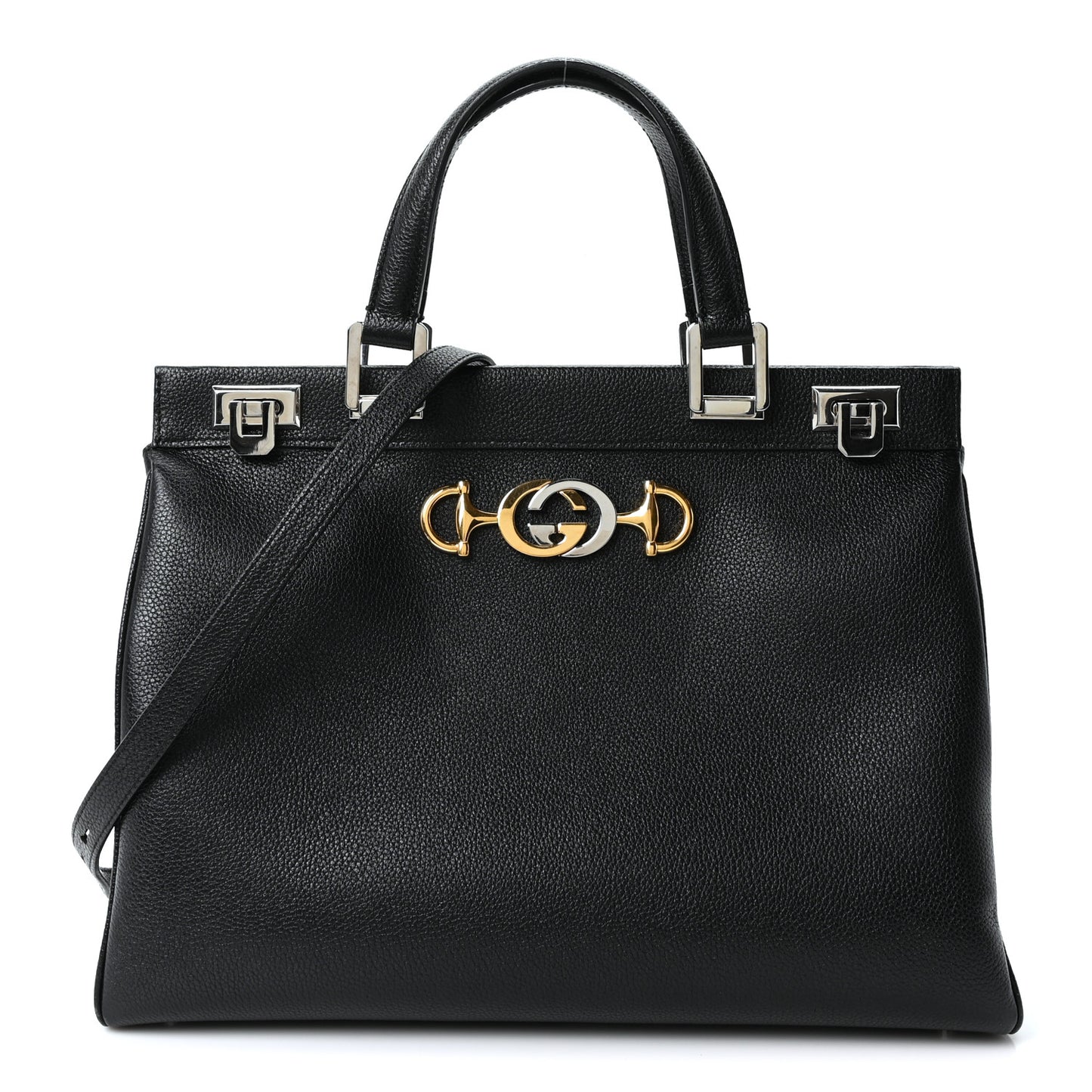 Smooth Calfskin Medium Zumi Top Handle Bag Black
