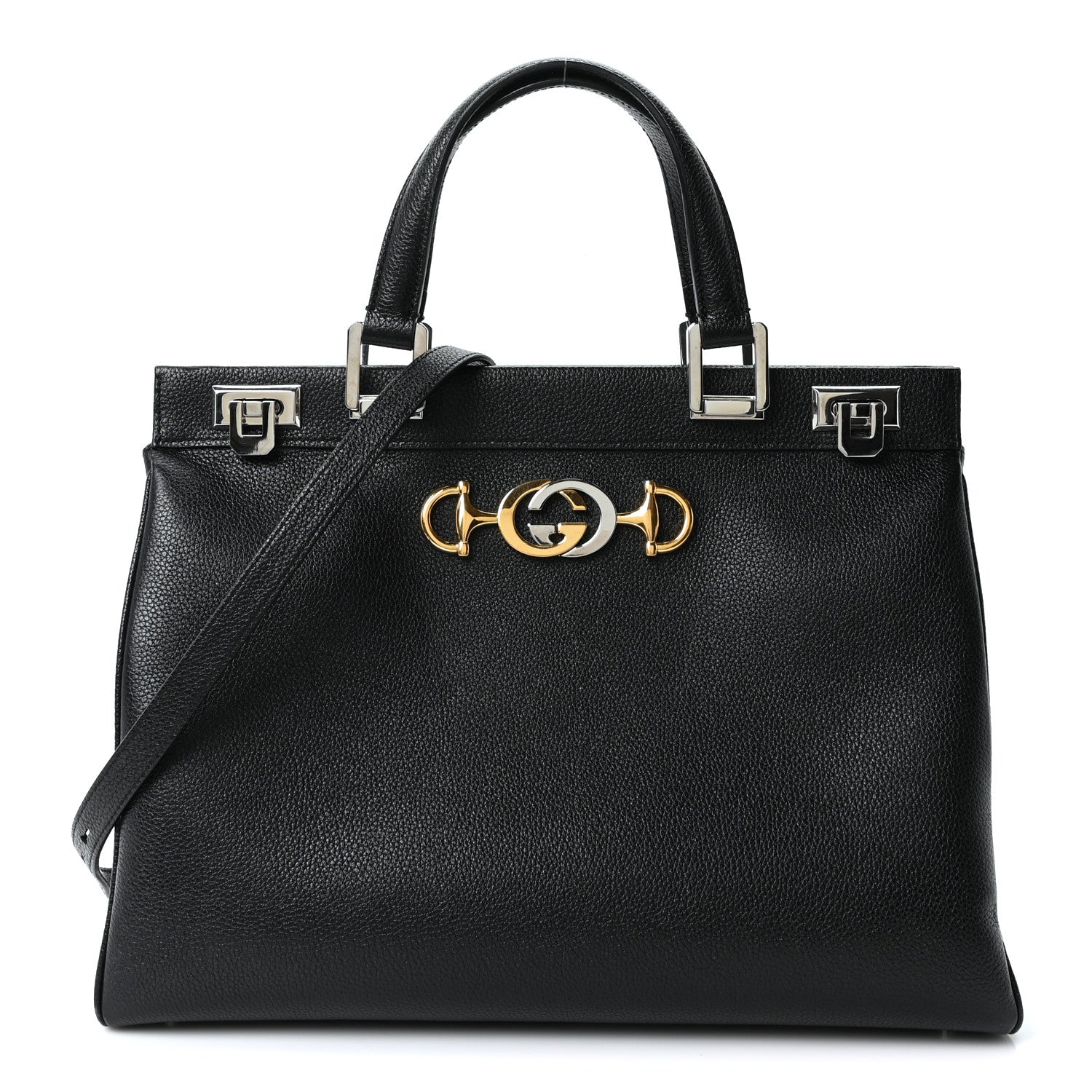 Gucci Smooth Calfskin Medium Zumi Top Handle Bag Black 1 of 10