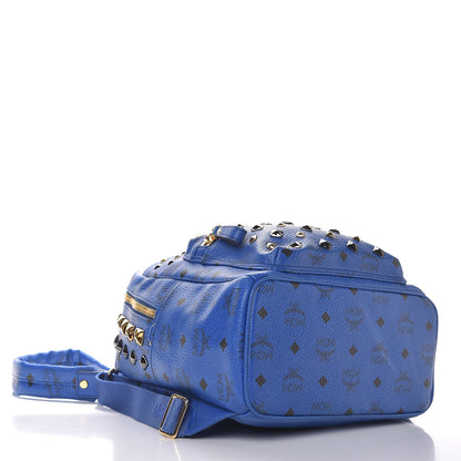 MCM Visetos Studded Medium Stark Backpack White Blue 4 of 20