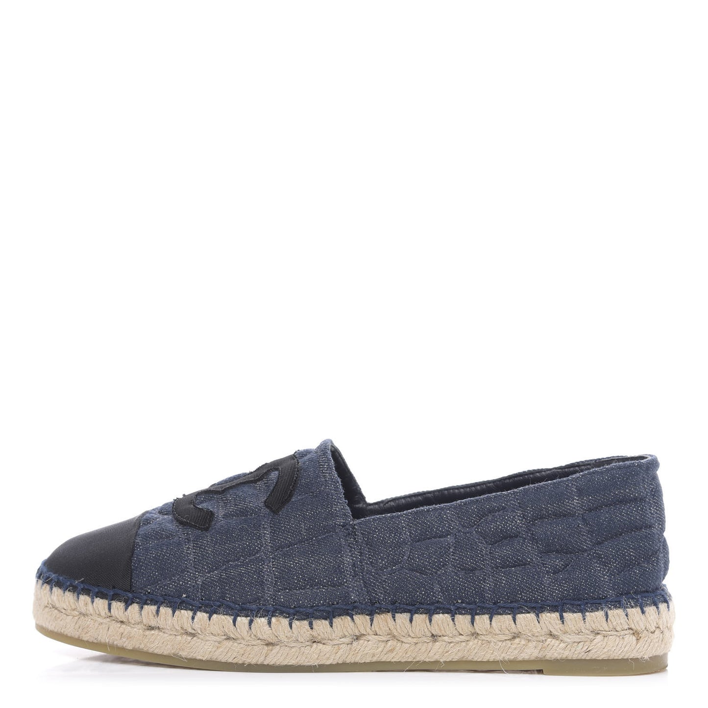 Denim Toile Embossed CC Espadrilles 39 Navy Black