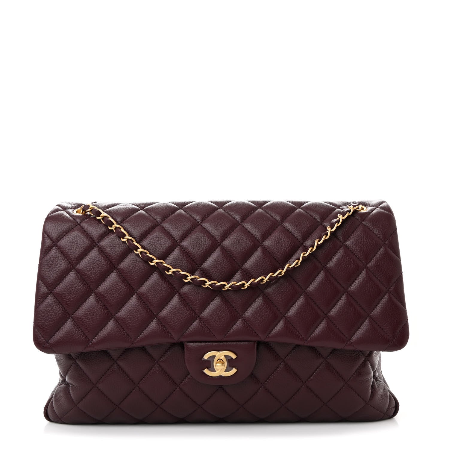 Chanel Grained Calfskin Quilted XXL Travel Flap Bag Burgundy 1 of 10