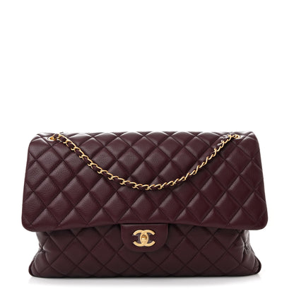 Chanel Grained Calfskin Quilted XXL Travel Flap Bag Burgundy 1 of 10