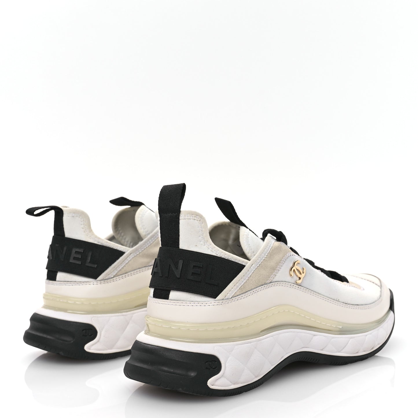 Velvet Calfskin Mixed Fibers CC Sneakers 39 Ivory Black