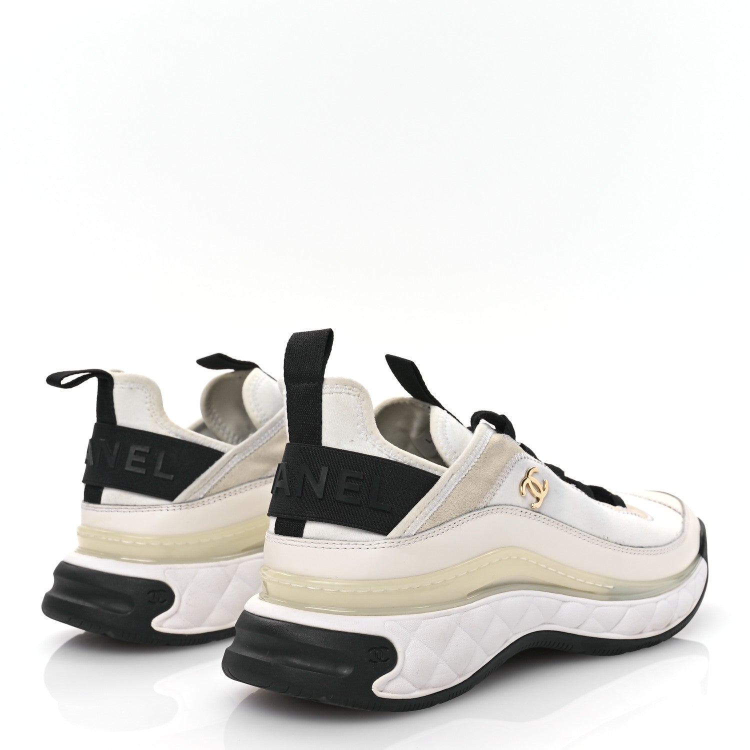 Chanel Velvet Calfskin Mixed Fibers CC Sneakers 39 Ivory Black 4 of 8