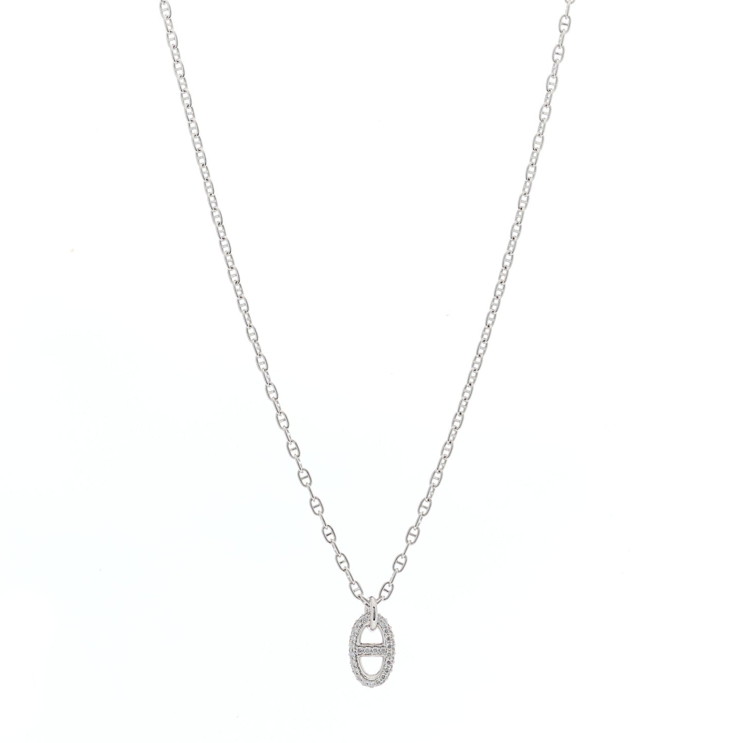 18K White Gold Diamond New Farandole Pendant Necklace ST