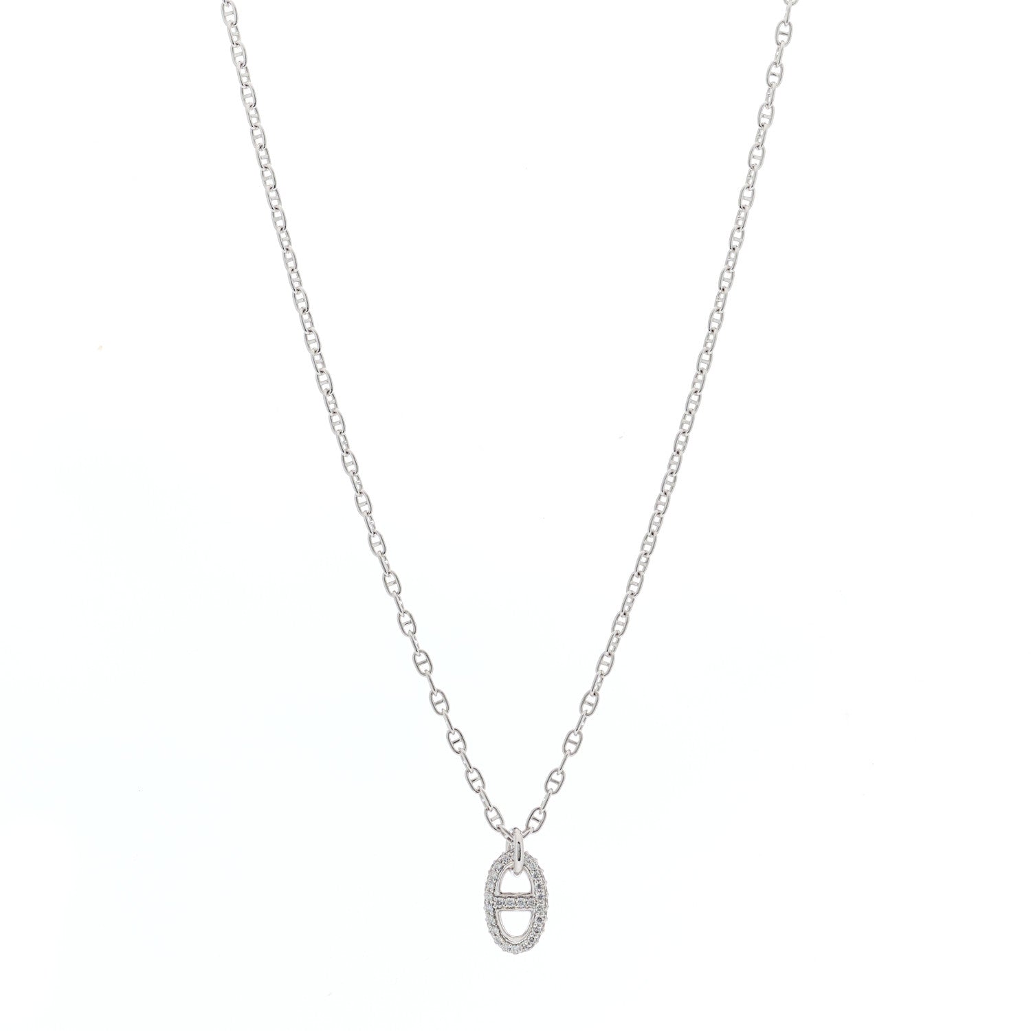 Hermes 18K White Gold Diamond New Farandole Pendant Necklace ST 1 of 5