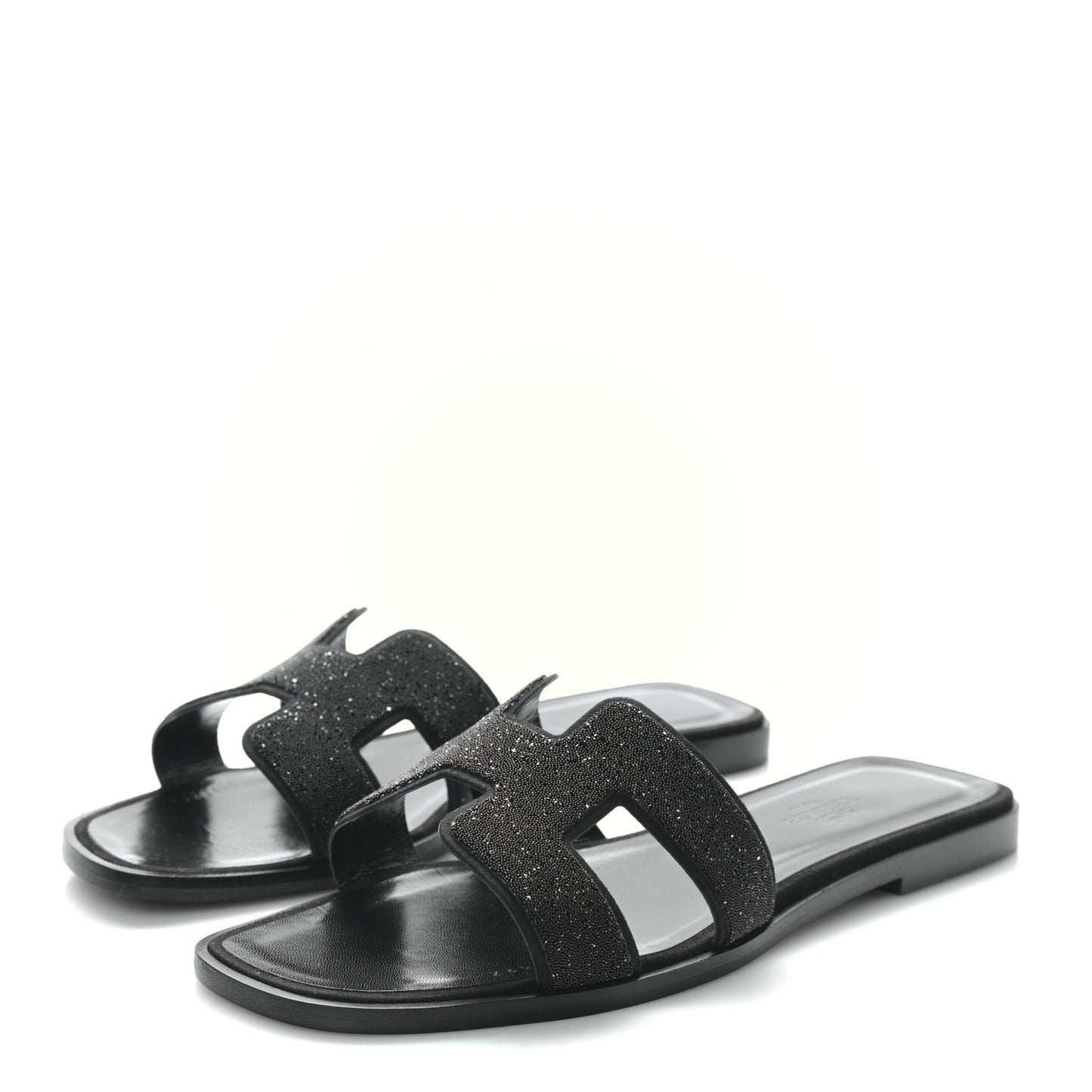 Suede Goatskin Crystal Oran Sandals 37 Black