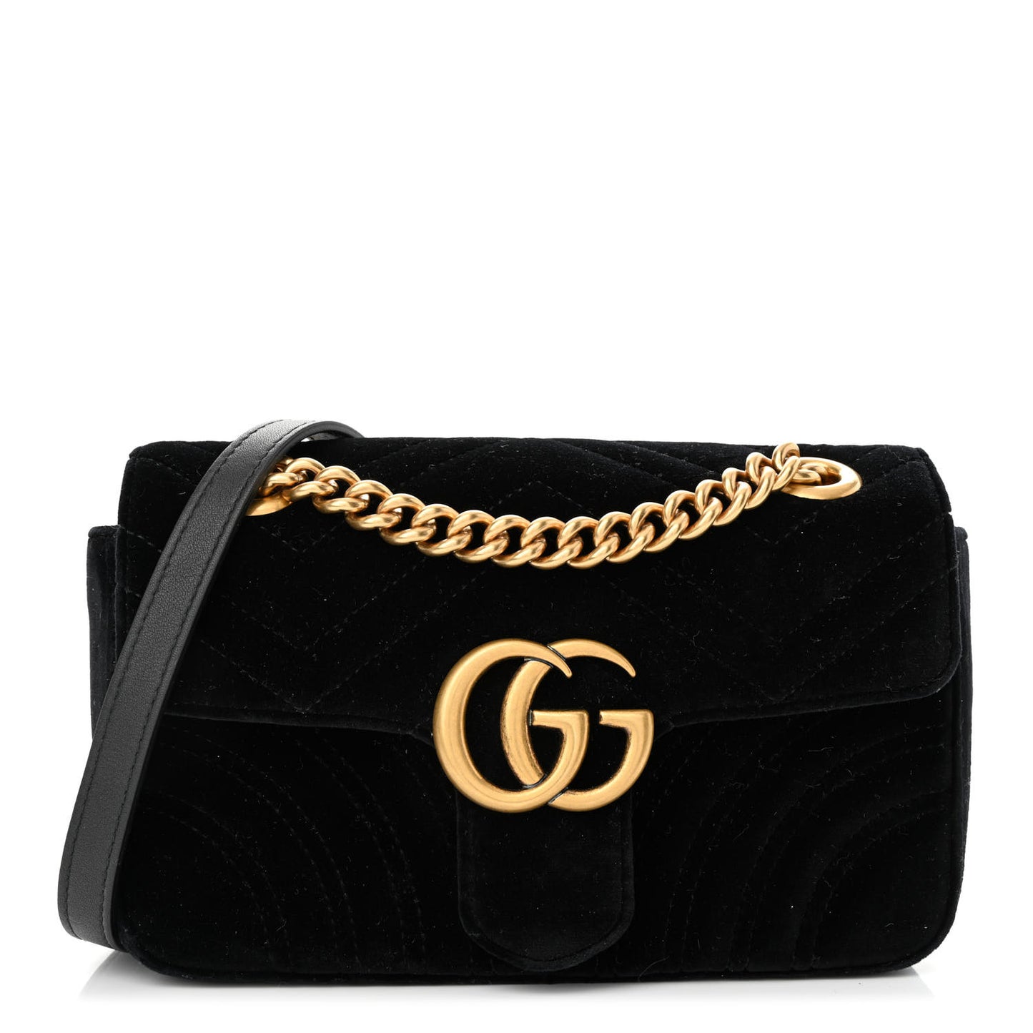 Velvet Matelasse Mini GG Marmont Shoulder Bag Black