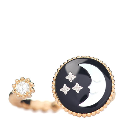 Christian Dior 18K Yellow Gold Diamond Onyx Mother of Pearl Rose Celeste Ring 52 6 1 of 5