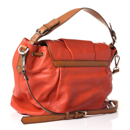 MCM Calfskin Ottomar Monogram Shoulder Bag Hot Coral 2 of 9