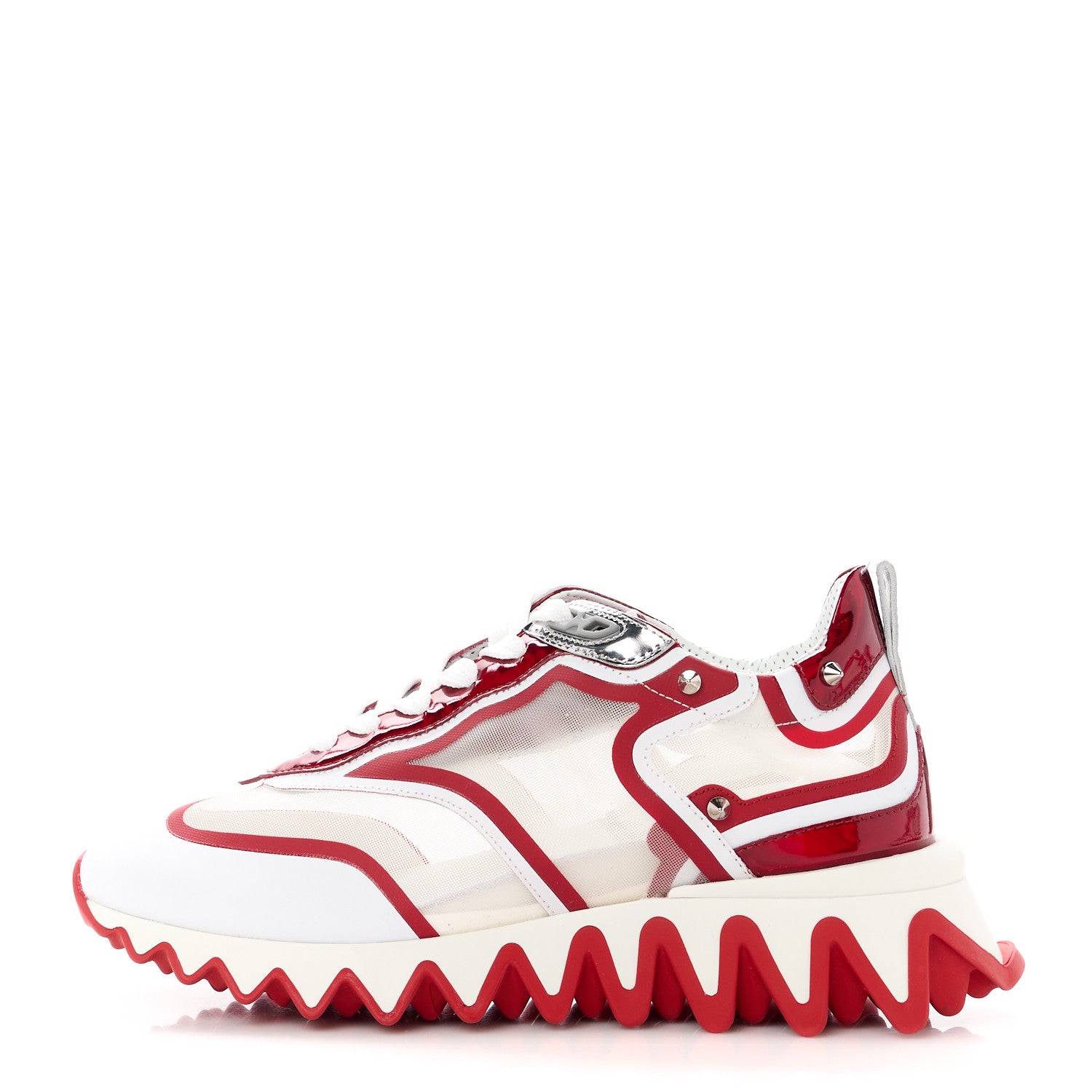 Christian Louboutin Transparent Mesh Patent Calfskin Sharkina Sneakers 36.5 White Loubi 1 of 10