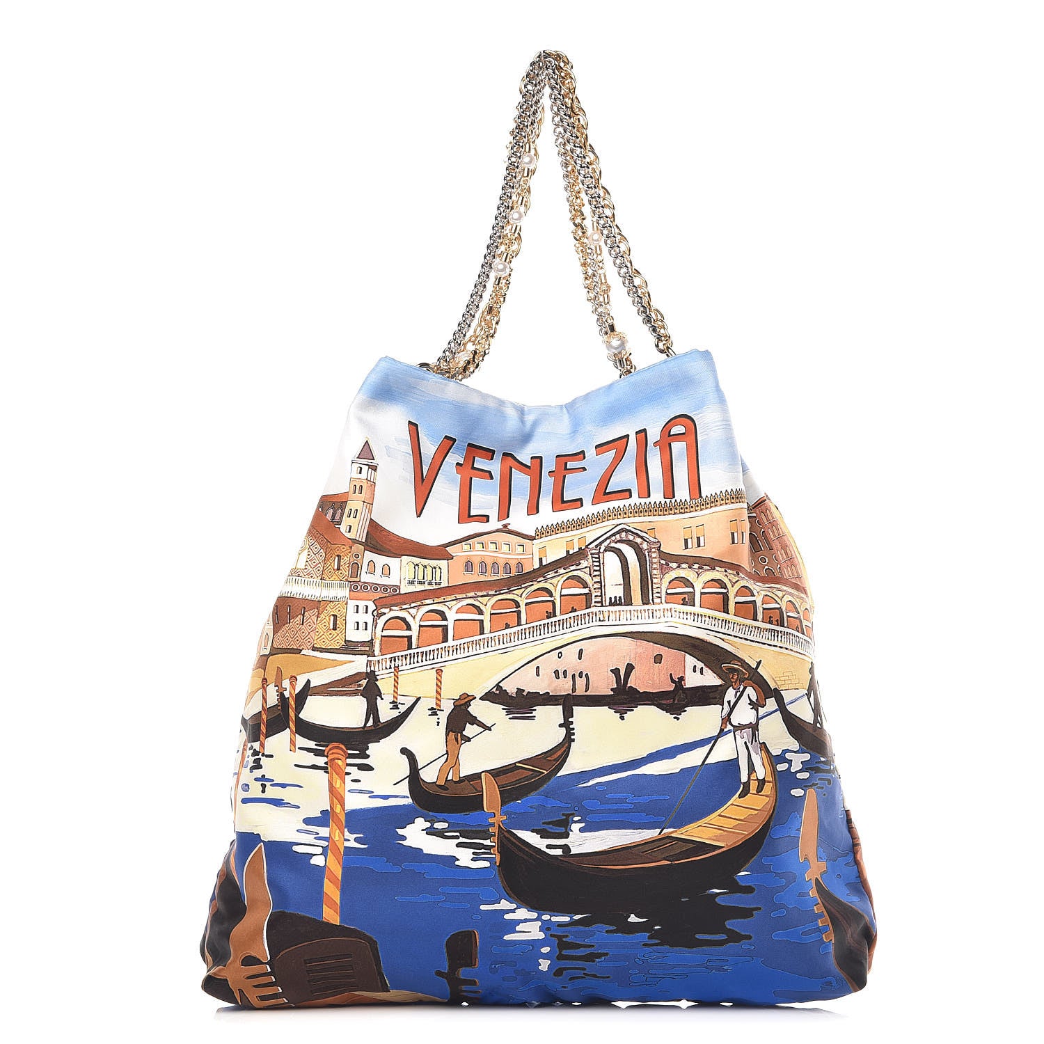 Dolce & Gabbana Silk Venezia Printed Anita Tote Blue Multicolor 1 of 8
