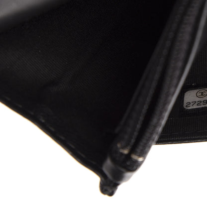 Chanel Goatskin Camellia Embossed Wallet on Chain WOC Black 7 of 10