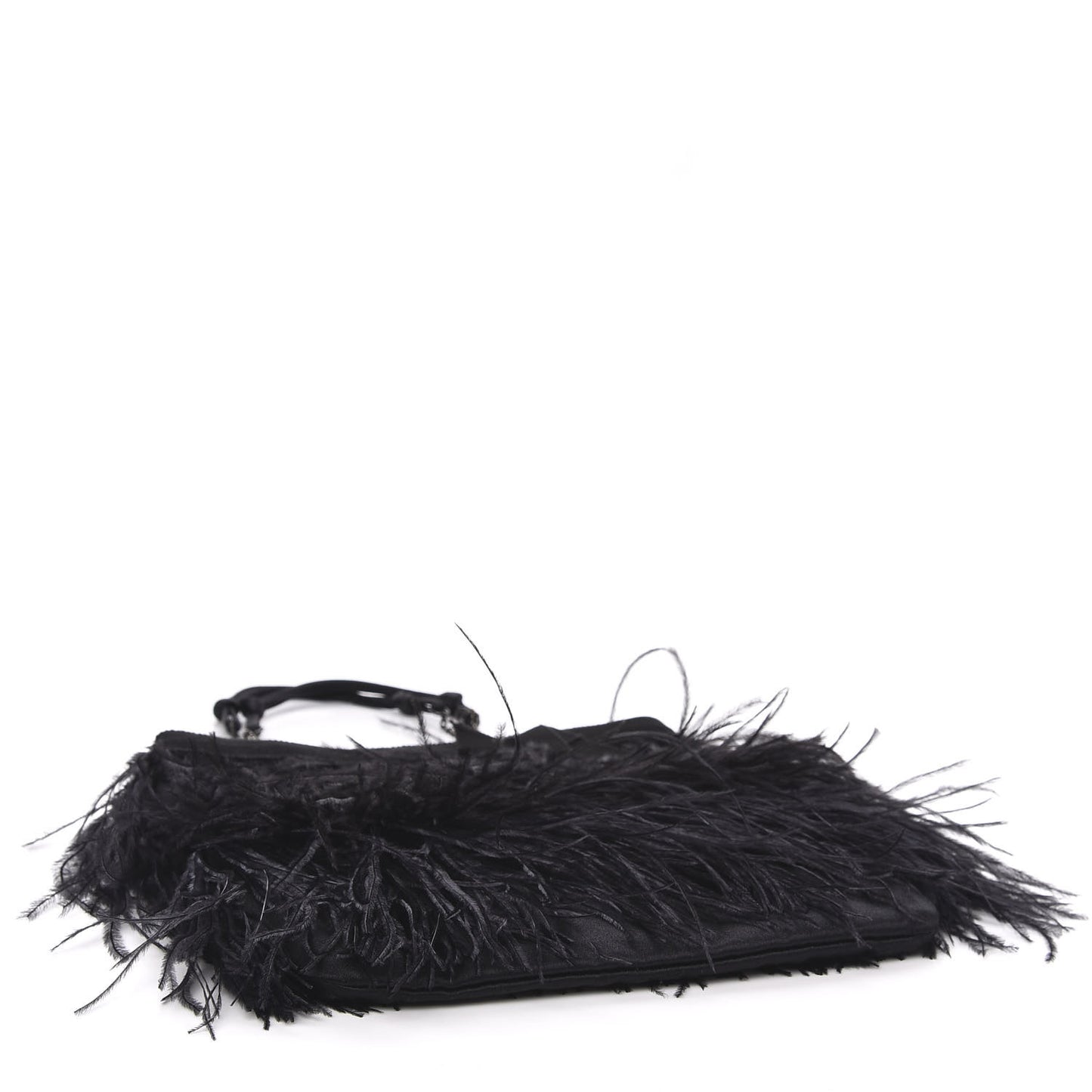 Piume Feather Satin Chain Tote Black
