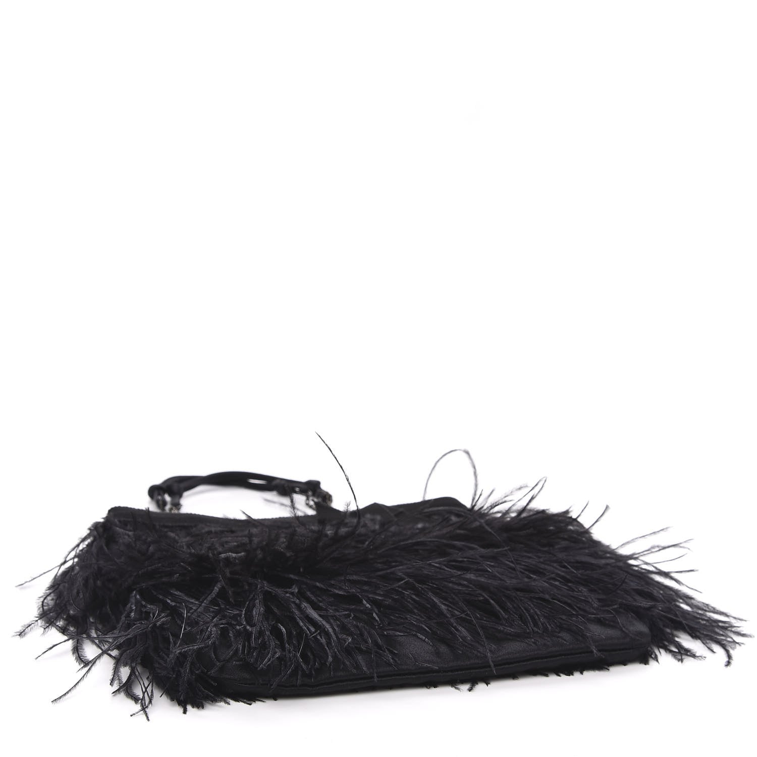 Prada Piume Feather Satin Chain Tote Black 4 of 9