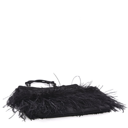 Prada Piume Feather Satin Chain Tote Black 4 of 9