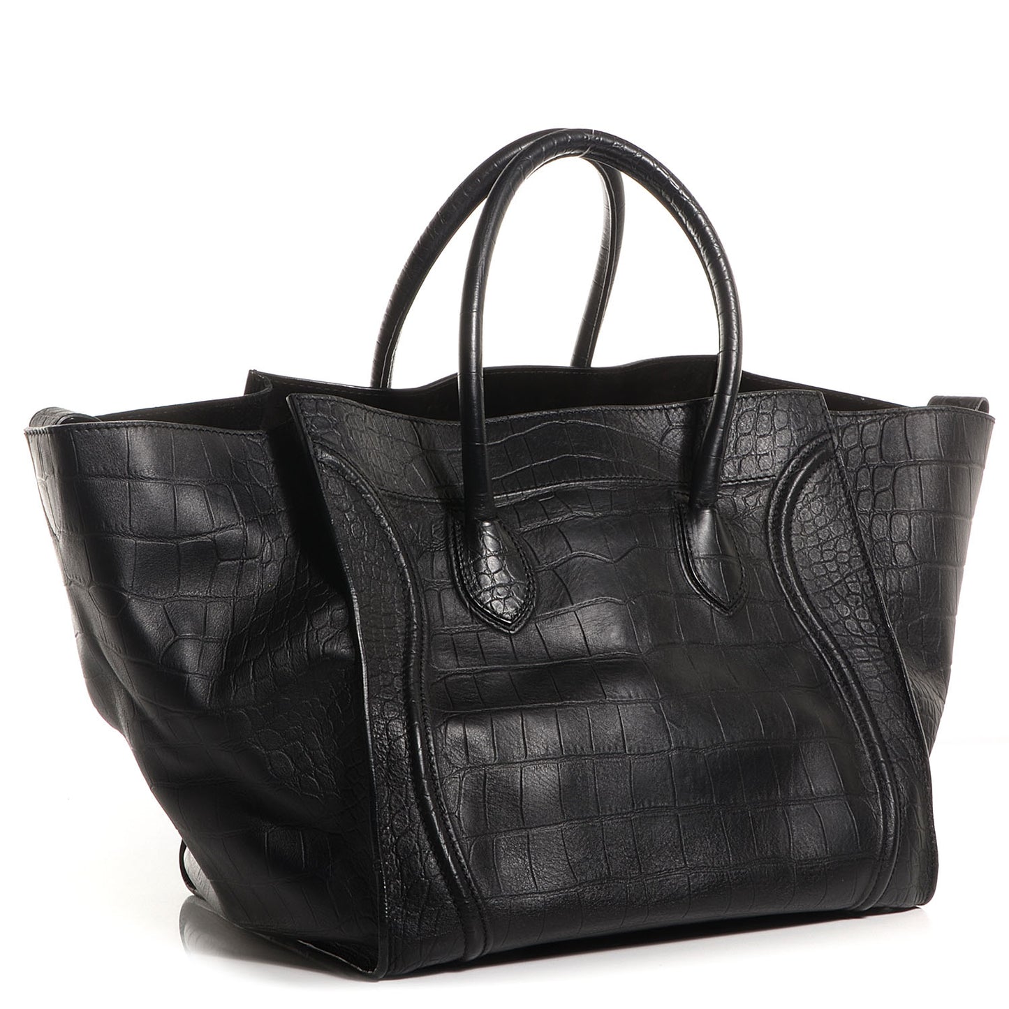 Crocodile Embossed Large Phantom Luggage Black