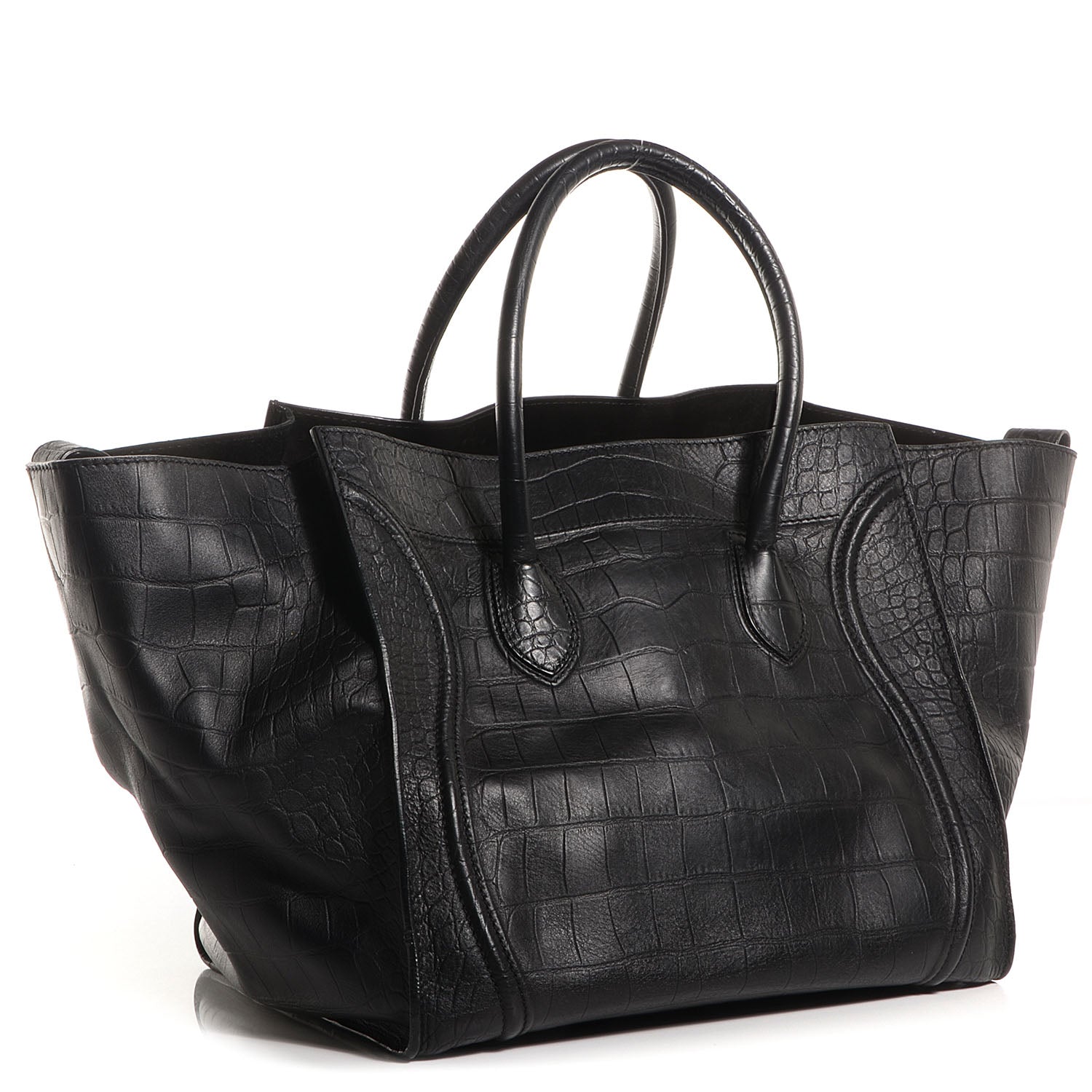 Celine Crocodile Embossed Large Phantom Luggage Black 3 of 7