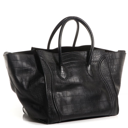 Celine Crocodile Embossed Large Phantom Luggage Black 3 of 7