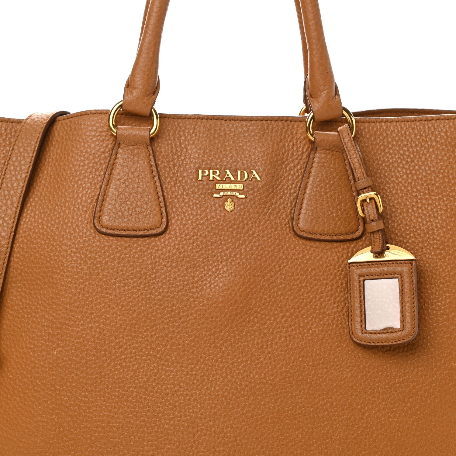 Prada Vitello Daino Side Zip Tote Cannella 8 of 12
