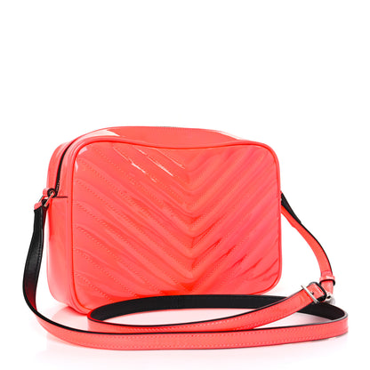 Saint Laurent Patent Calfskin Matelasse Monogram Lou Camera Bag Neon Pink 3 of 9