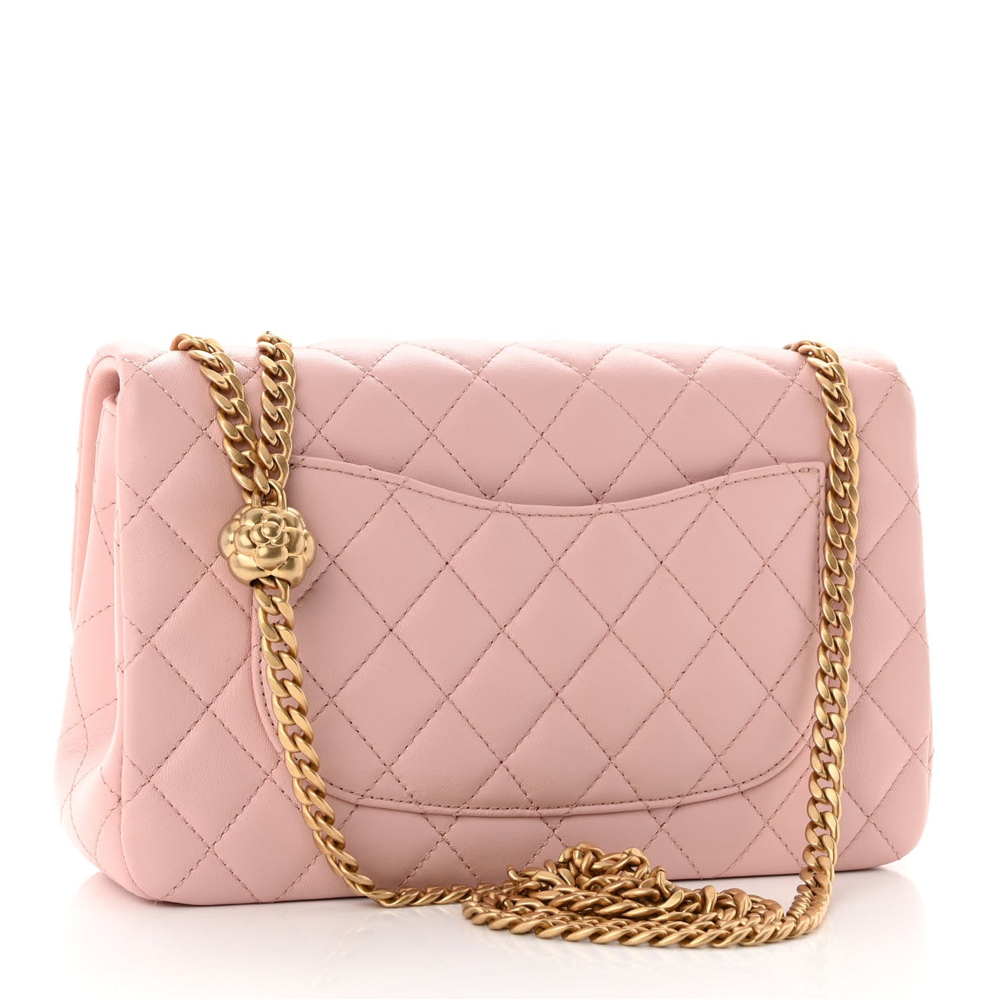 Lambskin Quilted Small Sweet Camellia Flap Light Pink