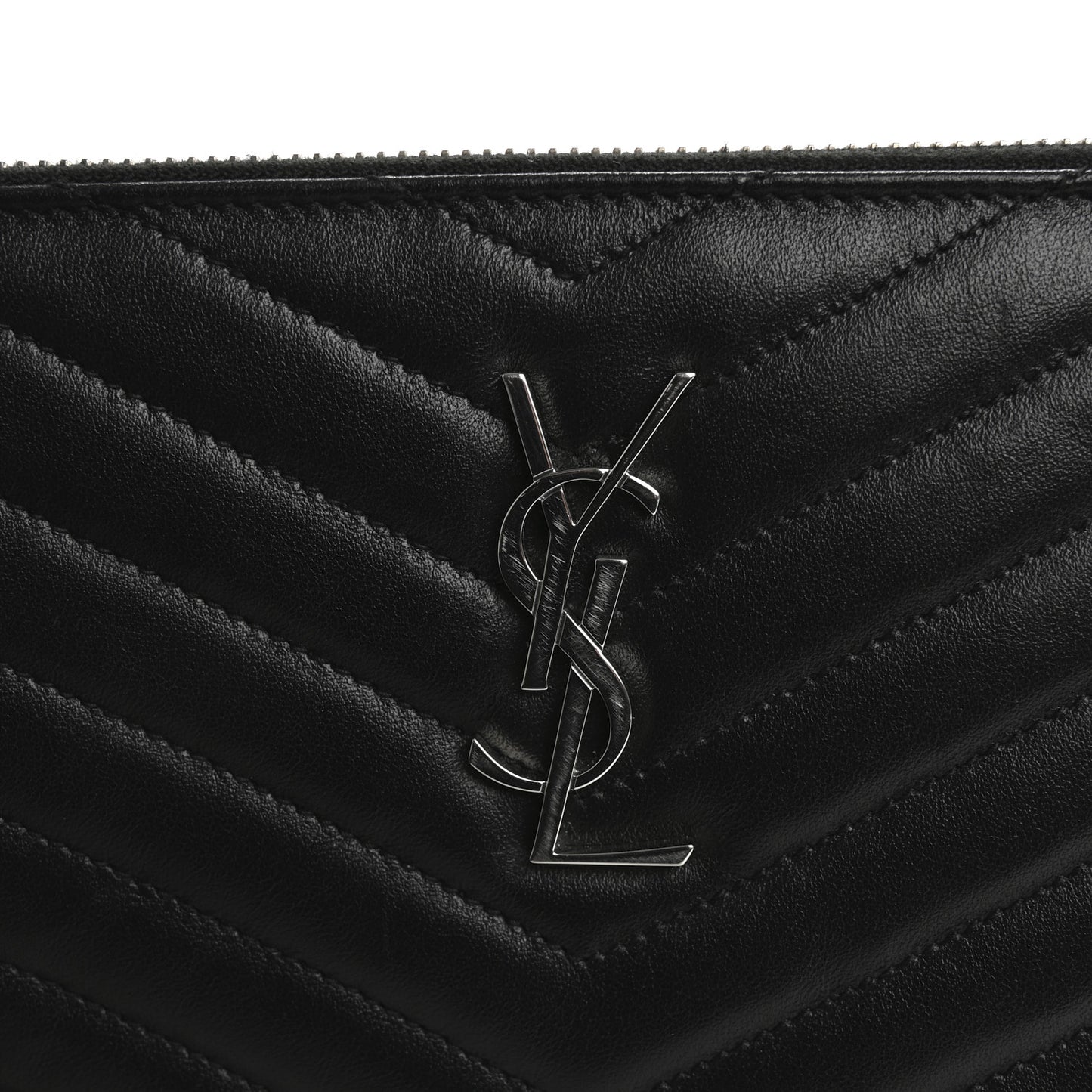 Calfskin Matelasse Chevron Monogram A5 Wristlet Black