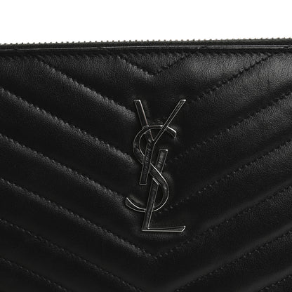 Saint Laurent Calfskin Matelasse Chevron Monogram A5 Wristlet Black 8 of 12