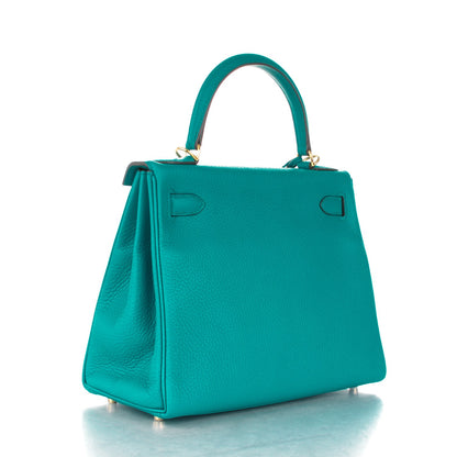 Hermes Taurillon Clemence Kelly Retourne 28 Bleu Paon 3 of 24