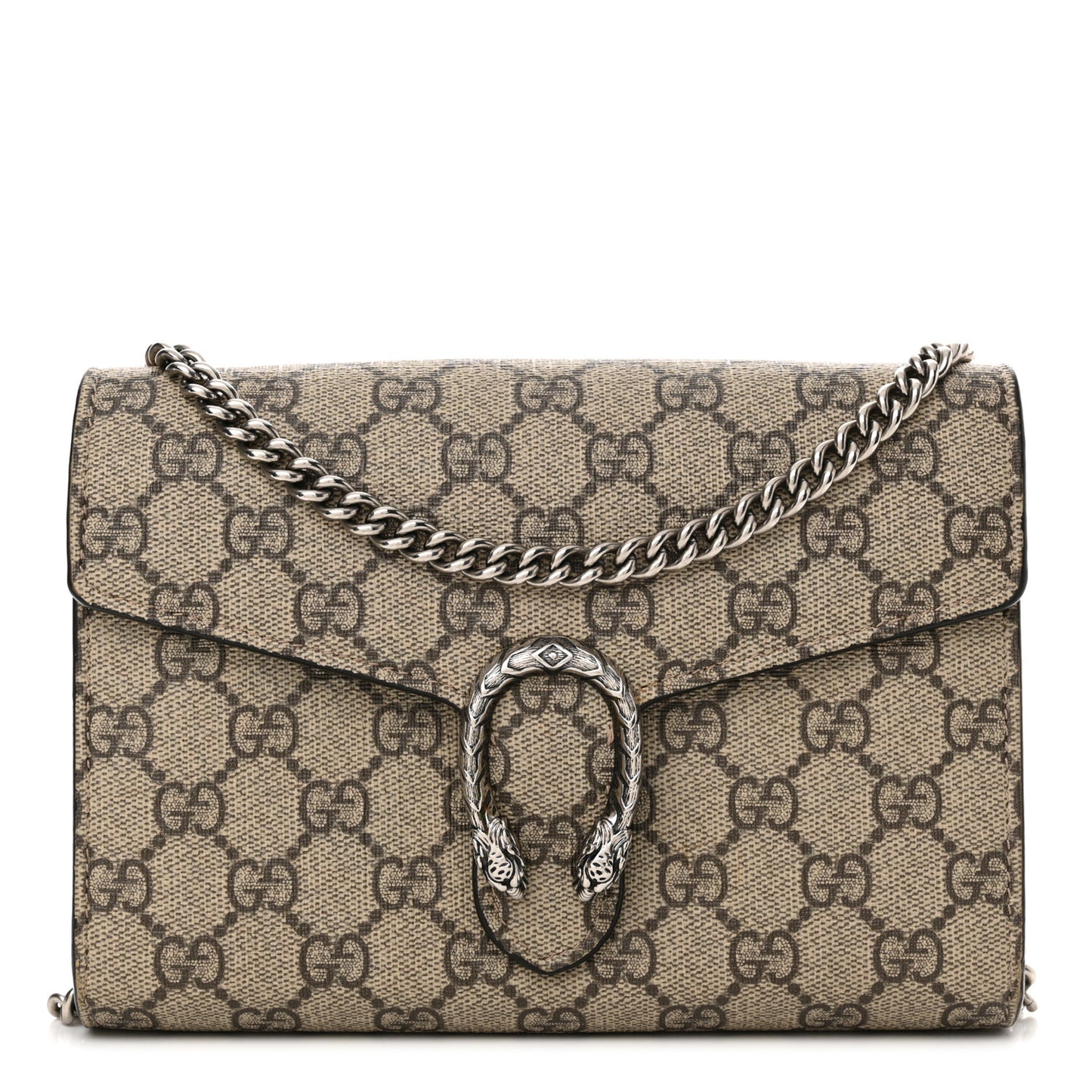 GG Supreme Monogram Mini Dionysus Chain Wallet Beige Taupe