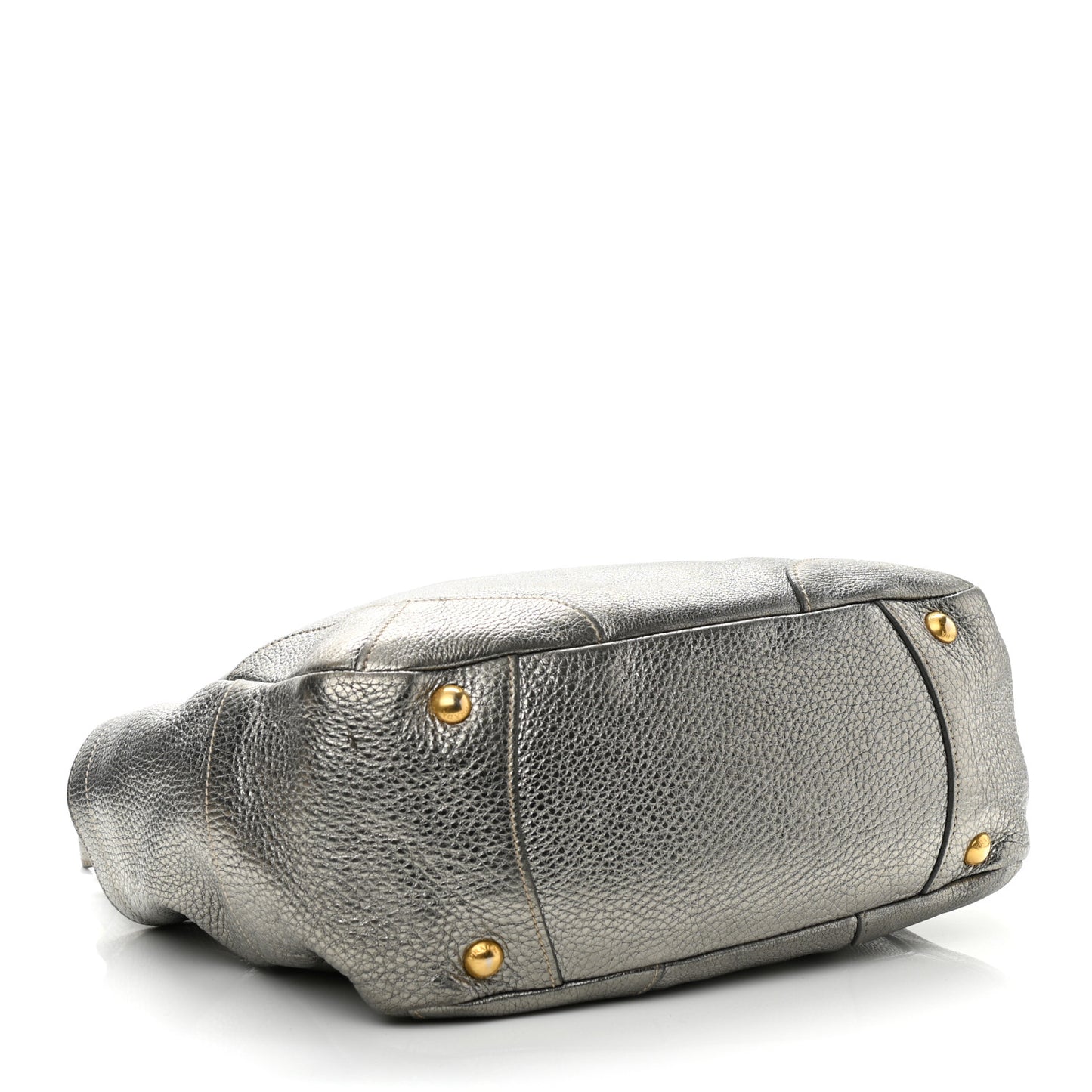 Metallic Vitello Daino Side Pocket Tote Bag Acciaio