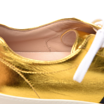 Gucci Metallic Nappa Peggy Platform Sneakers 39.5 Oro Vecchio 9 of 10